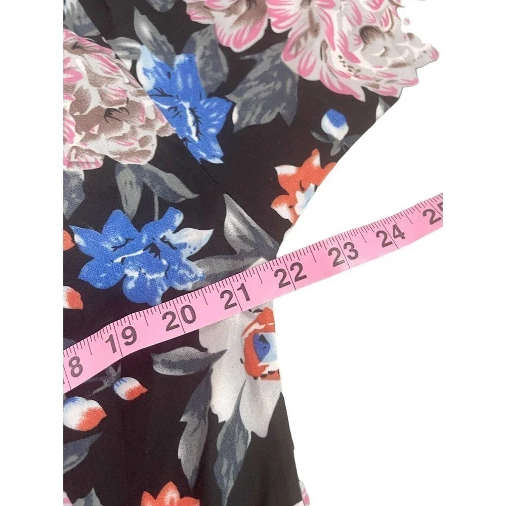 Carmen Marc Valvo Black Floral Loose Tassels Kimono Open Cover Shirt Medium - Picture 2 of 4